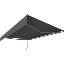 BEAU RIVAGE Store Banne Manuel Sans Coffre 2,40 X 2m En Aluminium, Structure Grise Anthracite, Toile Grise Anthracite BEAURIVAGE