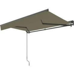 BEAU RIVAGE Store Banne Motorisé Semi Coffre 2,90 X 2,50 M En Aluminium, Structure Grise Anthracite , Toile Taupe BEAURIVAGE