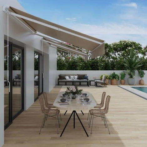 BEAU RIVAGE Store Banne Manuel Semi Coffre 2,90 X 2m En Aluminium, Structure Blanche , Toile Taupe BEAURIVAGE 4 BEAU RIVAGE Store Banne Manuel Semi Coffre 2,90 X 2m En Aluminium, Structure Blanche , Toile Taupe BEAURIVAGE – Image 2