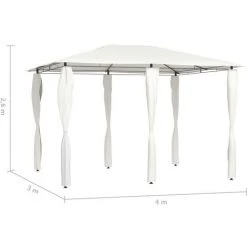 Topdeal Belvédère Avec Revêtement De Poteaux 3x4x2,6 M Crème 160 G/m² FF313611_FR -Tente de réception Soldes 57333246 4