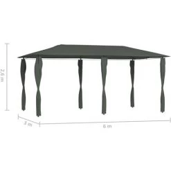 Topdeal Belvédère à Revêtement De Poteaux 3x6x2,6 M Anthracite 160 G/m² FF313619_FR -Tente de réception Soldes 57333262 4