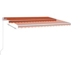 Topdeal Auvent Manuel Rétractable Avec LED 450x300 Cm Orange Et Marron FF3068925_FR -Tente de réception Soldes 57333572 3