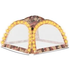 Topdeal Tente De Réception Avec LED Et 4 Parois 3,6x3,6x2,3m Camouflage FF93078_FR -Tente de réception Soldes 57334130 5
