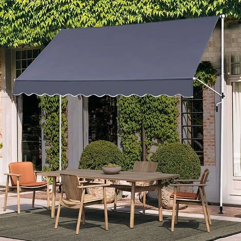 VIEWEE Store Banne Manuel Rétractable 3 X 1,15 M Anthracite, Tissu Imperméable Et Résistant Aux UV, Cadre Aluminium, Montage Sans Per?age 3 VIEWEE Store Banne Manuel Rétractable 3 X 1,15 M Anthracite, Tissu Imperméable Et Résistant Aux UV, Cadre Aluminium, Montage Sans Per?age