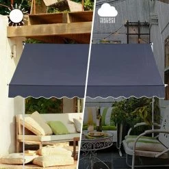 VIEWEE Store Banne Manuel Rétractable 3 X 1,15 M Anthracite, Tissu Imperméable Et Résistant Aux UV, Cadre Aluminium, Montage Sans Per?age 11 VIEWEE Store Banne Manuel Rétractable 3 X 1,15 M Anthracite, Tissu Imperméable Et Résistant Aux UV, Cadre Aluminium, Montage Sans Per?age -Tente de réception Soldes 57502858 5