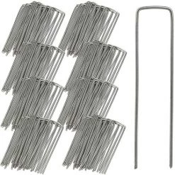 READCLY 50 Piquets De Jardin En Acier Galvanisé Piquets De Paillage Forme De U Piquets De Fixation De Tente 3 Mm D'épaisseur 15 Longue/4 Large Pour Fixer Le Tissu De Mauvaises Herbes Les Feuilles De Sol
