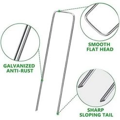 READCLY 50 Piquets De Jardin En Acier Galvanisé Piquets De Paillage Forme De U Piquets De Fixation De Tente 3 Mm D'épaisseur 15  Longue/4  Large Pour Fixer Le Tissu De Mauvaises Herbes Les Feuilles De Sol -Tente de réception Soldes 57554877 4