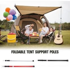 SUPERSELLER Épaissir Les Poteaux De Tente En Alliage D'aluminium Tiges De Support De Tente Réglables Abri De Plage Bâche Auvent Poteaux De Remplacement Accessoires Pour Camping Randonnée Tente De Randonnée - 1pc & 230cm - Noir -Tente de réception Soldes 57566991 5