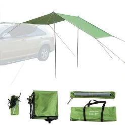SUPERSELLER Toit De Tente D'auvent Automatique Pour Voiture SUV Camping En Plein Air Voyage Plage Pare-soleil - Vert Armée - 300 X 150cm -Tente de réception Soldes 57567023 3