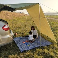 SUPERSELLER Toit De Tente D'auvent Automatique Pour Voiture SUV Camping En Plein Air Voyage Plage Pare-soleil - Vert Armée - 300 X 150cm -Tente de réception Soldes 57567023 4