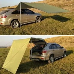 SUPERSELLER Toit De Tente D'auvent Automatique Pour Voiture SUV Camping En Plein Air Voyage Plage Pare-soleil - Vert Armée - 300 X 150cm -Tente de réception Soldes 57567023 5