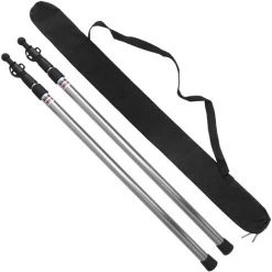 SUPERSELLER 2 Pcs Télescopique Tarp Pole Épaissir Réglable En Alliage D'aluminium Tente Tiges De Support Beach Shelter Tarp Auvent Pole Remplacement Pour Camping Randonnée Randonnée Tente - Argent