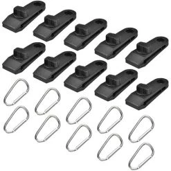 SUPERSELLER 10 Pcs Tarp Auvent Pince Clips Tente Snaps Attaches Camping Tente Serrer Serrure Grip Pince Avec Mousquetons Et Cordon Élastique Pour Camping Extérieur Jardin Agricole , Dix - Dix -Tente de réception Soldes 57567993 5