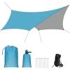 AIDUCHO Bâche De Tente Camping Bâche Imperméable Avec Piquets De Sol Et Cordes, Parasol UV Légère Bâche Pour Hamac Camping En Plein Air (3 * 3M) -Tente de réception Soldes 57583809 1