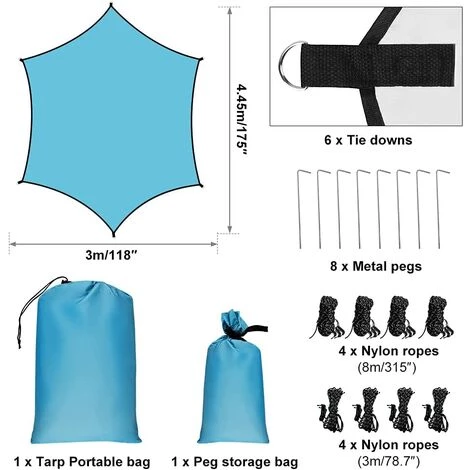 AIDUCHO Bâche De Tente Camping Bâche Imperméable Avec Piquets De Sol Et Cordes, Parasol UV Légère Bâche Pour Hamac Camping En Plein Air (3 * 3M) 4 AIDUCHO Bâche De Tente Camping Bâche Imperméable Avec Piquets De Sol Et Cordes, Parasol UV Légère Bâche Pour Hamac Camping En Plein Air (3 * 3M) - Image 2