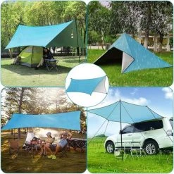 AIDUCHO Bâche De Tente Camping Bâche Imperméable Avec Piquets De Sol Et Cordes, Parasol UV Légère Bâche Pour Hamac Camping En Plein Air (3 * 3M) 11 AIDUCHO Bâche De Tente Camping Bâche Imperméable Avec Piquets De Sol Et Cordes, Parasol UV Légère Bâche Pour Hamac Camping En Plein Air (3 * 3M) -Tente de réception Soldes 57583809 5