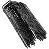 ABCRITAL 50Pcs Piquets De Jardin En Forme De U,Piquet De Fixation Pour Toile De Paillage Piquets De Fixation Pour Bache,Piquets De Jardin En Acier Galvanisé Pour Bache Anti Herbes (2.8X25X150Mm, Noir)