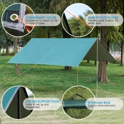 ASUPERMALL Auvent D'ombrage Extérieur Avec Sac De Transport Léger Tente De Camping Auvent De Plage Pour Camping Pique-nique Pêche Barbecue Fête Dans L'arrière-cour, Vert 10 ASUPERMALL Auvent D'ombrage Extérieur Avec Sac De Transport Léger Tente De Camping Auvent De Plage Pour Camping Pique-nique Pêche Barbecue Fête Dans L'arrière-cour, Vert -Tente de réception Soldes 57647788 4