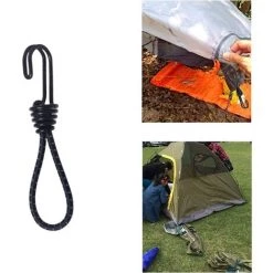 FLYME Lot De 2 Sangles élastiques Avec Crochets - Noires - 16 Cm - Pour Bâche, Auvent, Tente De Camping -Tente de réception Soldes 57686006 4