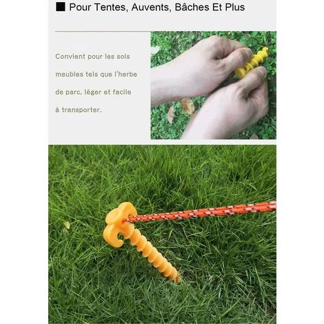 Fei Yu 10 Pcs Plastic Tent Stakes Plage Ground Grass Stakes Pour 20cm Tente Équipement Essentiel Pour Le Camping, La Randonnée, Le Jardinage 5 Fei Yu 10 Pcs Plastic Tent Stakes Plage Ground Grass Stakes Pour 20cm Tente Équipement Essentiel Pour Le Camping, La Randonnée, Le Jardinage – Image 3