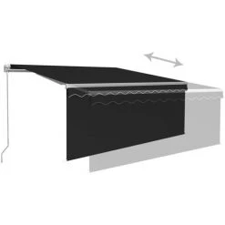TRUE DEAL Auvent Manuel Rétractable Avec Store Et LED 3x2,5 M Anthracite -Tente de réception Soldes 57819354 5