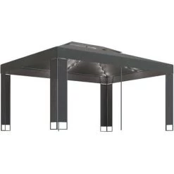 TRUE DEAL Tonnelle Avec Guirlande Lumineuse à LED 3x4 M Anthracite -Tente de réception Soldes 57819595 2