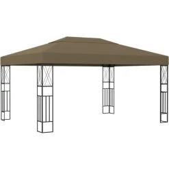 TRUE DEAL Tonnelle Avec Guirlande Lumineuse à LED 3x4 M Taupe Tissu -Tente de réception Soldes 57819676 3