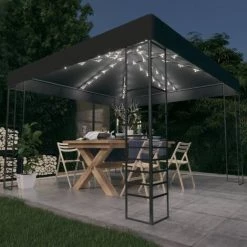 TRUE DEAL Chapiteau De Jardin Avec Lumières LED 3x3 M Anthracite