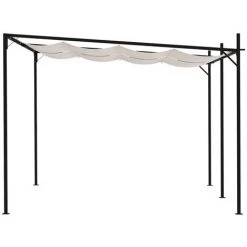 TRUE DEAL Belvédère Avec Toit Rétractable 400x300x233 Cm Crème -Tente de réception Soldes 57827457 3