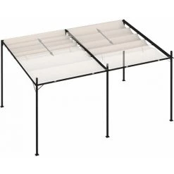 TRUE DEAL Belvédère Avec Toit Rétractable 400x300x233 Cm Crème -Tente de réception Soldes 57827457 4