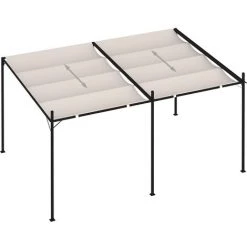 TRUE DEAL Belvédère Avec Toit Rétractable 400x300x233 Cm Crème -Tente de réception Soldes 57827457 5