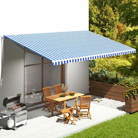 TRUE DEAL Tissu De Remplacement Pour Auvent Bleu Et Blanc 6x3,5 M 3 TRUE DEAL Tissu De Remplacement Pour Auvent Bleu Et Blanc 6x3,5 M