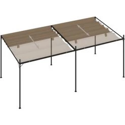 TRUE DEAL Belvédère Avec Toit Rétractable 600x300x233 Cm Taupe 10 TRUE DEAL Belvédère Avec Toit Rétractable 600x300x233 Cm Taupe -Tente de réception Soldes 57834332 4