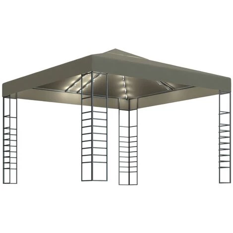 TRUE DEAL Chapiteau Avec Guirlande Lumineuse à LED 3x3 M Taupe 4 TRUE DEAL Chapiteau Avec Guirlande Lumineuse à LED 3x3 M Taupe - Image 2