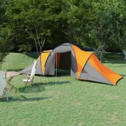 TRUE DEAL Tente De Camping 6 Personnes Gris Et Orange