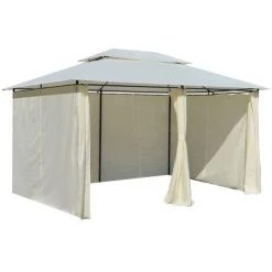 INLIFE Tonnelle Avec Rideaux 4 X 3 M Blanc -Tente de réception Soldes 57884866 5