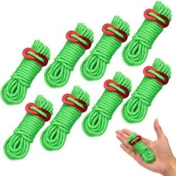 MACARON Cordes Pour Tente Réfléchissante 8 Pièces, Corde De Guidage Pour Tente Légère Avec Tendeur En Aluminium, Vert Guy Corde Idéal Pour Le Camping Randonnée Auvent Tente LO-Ron(Couleur Aléatoire Des œillets)