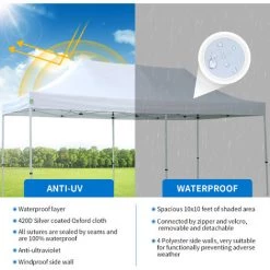 GREADEN Tonnelle De Jardin 3x6m, Tente Pliante Avec Tube 32mm En Acier + Bâche 220g/㎡ Enduit PVC Étanche & Anti-UV + Sac à Roulettes & Kit D’Ancrage Inclus Pour Camping, Festival, Plage - Blanc 10 GREADEN Tonnelle De Jardin 3x6m, Tente Pliante Avec Tube 32mm En Acier + Bâche 220g/㎡ Enduit PVC Étanche & Anti-UV + Sac à Roulettes & Kit D’Ancrage Inclus Pour Camping, Festival, Plage - Blanc -Tente de réception Soldes 58040518 4