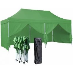 GREADEN Tonnelle De Jardin 3x6m + 4 Murs Pleins Avec 2 Porte ,Tente Pliante Avec Tube 32mm En Acier + Polyester 220g/㎡ ÉTANCHE ,Tente Pliante + Sac De Transport - Vert -Tente de réception Soldes 58040519 2