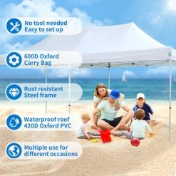 GREADEN Tonnelle De Jardin 3x6m + 6 Côtés Avec 2 Fenêtres ,Tente Pliante Avec Tube 32mm En Acier + Polyester 220g/㎡ ÉTANCHE ,Tente Pliante + Sac De Transport -Tente de réception Soldes 58040535 3