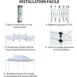 GREADEN Tonnelle De Jardin 3x6m + 6 Côtés Avec 2 Fenêtres ,Tente Pliante Avec Tube 32mm En Acier + Polyester 220g/㎡ ÉTANCHE ,Tente Pliante + Sac De Transport -Tente de réception Soldes 58040535 5