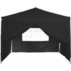 GREADEN Tonnelle De Jardin 3x3m + 4 Pack Côtés Avec 1 Fenêtres ECO Tube 30mm En ALU & ACIER Bâche 220g/m² ENDUIT PVC 100% ÉTANCHE Tente Pliante + Sac De Transport - Noir