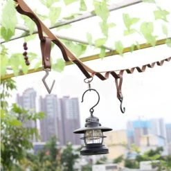 DONTODENT Suspension Extérieure Multifonctionnel Ruban Multifonctionnel Lanière De Tente En Cuir PU - Crochets En Métal Marron + Marron * 5 -Tente de réception Soldes 58058046 3