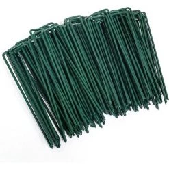 HIASDFLS Piquets De Jardin,Piquets De Fixation En Acier Pour Jardin Toiles De Paillages Et De Jardinage Grillage,Galvanisé Antirouille À Chaud Agrafes En Forme De U(150 Mm De Long,Ø 3Mm)- 100 Pcs