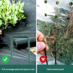 HIASDFLS Piquets De Jardin,Piquets De Fixation En Acier Pour Jardin Toiles De Paillages Et De Jardinage Grillage,Galvanisé Antirouille À Chaud Agrafes En Forme De U(150 Mm De Long,Ø 3Mm)- 100 Pcs -Tente de réception Soldes 58079707 4