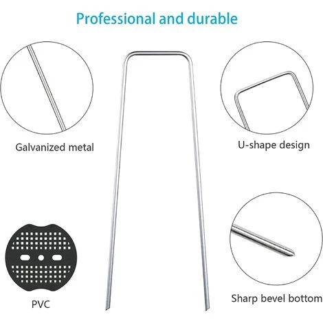 HIASDFLS Piquets De Jardin En U Avec 40 Rondelles Sardine Fixation Toile Paillage Piquets En Métal Pour Jardinage Fixer Bâche Anti-Mauvaises Herbes (15X4 / Φ2.1Mm)-40Pcs 3 HIASDFLS Piquets De Jardin En U Avec 40 Rondelles Sardine Fixation Toile Paillage Piquets En Métal Pour Jardinage Fixer Bâche Anti-Mauvaises Herbes (15X4 / Φ2.1Mm)-40Pcs – Image 2