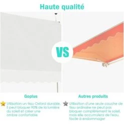 GOPLUS Store Banne Manuel Rétractable En Aluminium,Auvent Banne De Balcon Rétractable Avec Tissu Oxford,Hauteur Réglable 2-3M,Protection Solaire Et Pluie Pour Jardin (1,5X1,2M, Beige) -Tente de réception Soldes 58171695 2
