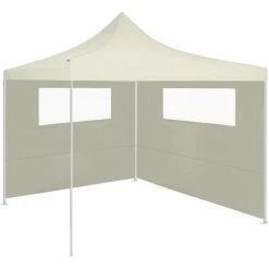 INLIFE Paroi Latérale De Belvédère Avec Fenêtres 6x2 M Crème -Tente de réception Soldes 58274775 2