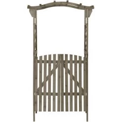 INLIFE Pergola Avec Portail 116x40x204 Cm Gris Bois De Sapin Massif