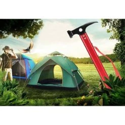 PERLE RARE Marteau De Camping De, Marteau De Tente En Aluminium Multifonctionnel De Camping De Mallet Avec Le Solvant De Tente（rouge） -Tente de réception Soldes 58302971 3